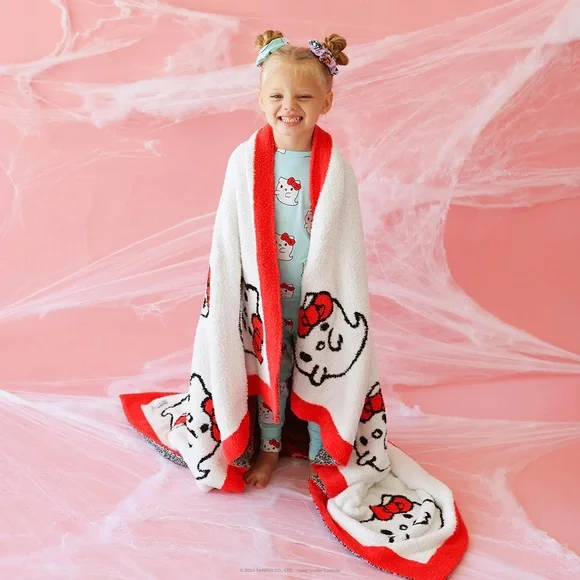 POSH PEANUT X HELLO KITTY HALLOWEEN GHOSTS SANRIO CUDDLE BLANKET - Picture 5 of 8